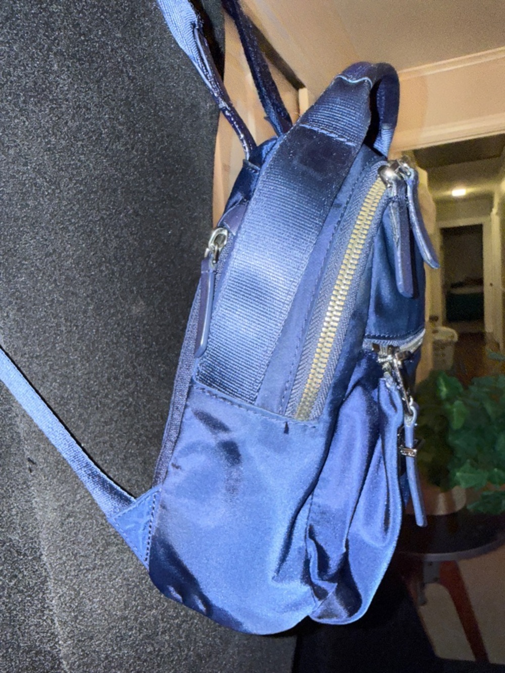 Tumi Navy Mini Nylon Backpack with Gold Hardware - Picture 4 of 14